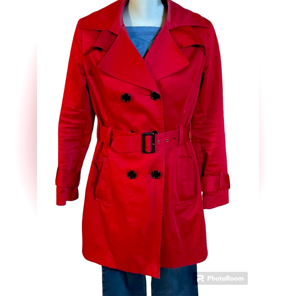 Red Belted Trenchcoat